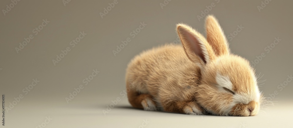 Obraz premium Adorable and cute newborn rabbit Baby cute rabbit or adorable newborn bunny Easter Bunny. Copy space image. Place for adding text and design