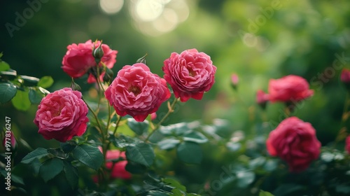 Pink Roses in Bloom