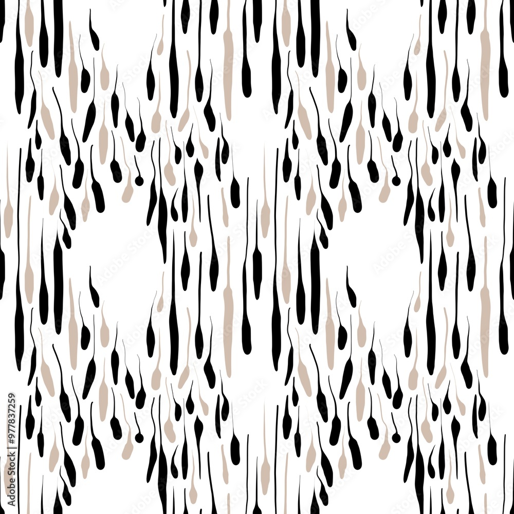 Seamless abstract textured pattern. Simple background with beige, black, white texture. Digital brush strokes. Lines. Design for textile fabrics, wrapping paper, background, wallpaper, cover. Seamless abstract textured pattern. Simple background with beige, black, white texture. Digital brush strokes. Lines. Design for textile fabrics, wrapping paper, background, wallpaper, cover.