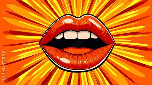 Wallpaper Mural Retro style mouth with half tone pattern sunbeams Torontodigital.ca