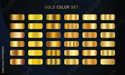 Premium gold Gradient color Palette. Chrome, Texture, and Surface Solutions for Digital Design