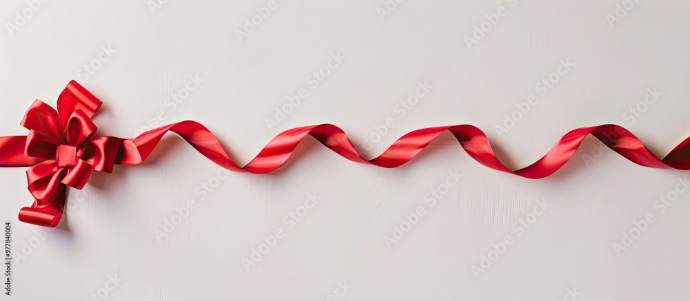 red ribbon and bow set against a white background. Copy space image. Place for adding text and design red ribbon and bow set against a white background. Copy space image. Place for adding text and design