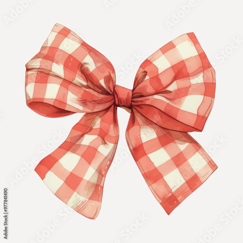 Red checkered decorative bow