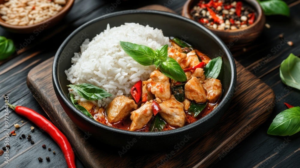Delicious Thai Red Curry with Chicken and Rice Delicious Thai Red Curry with Chicken and Rice