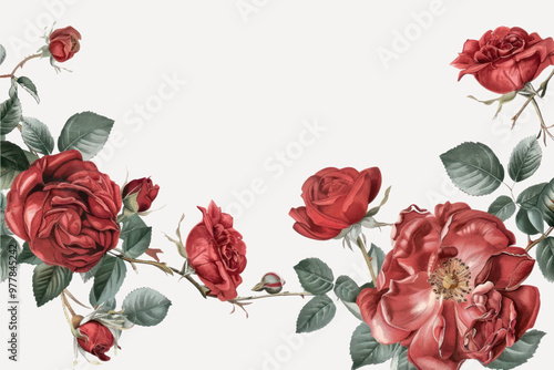 Elegant vintage red rose illustration
