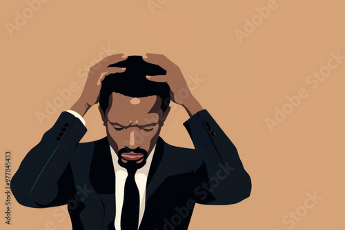 Man stressed business suit illustration