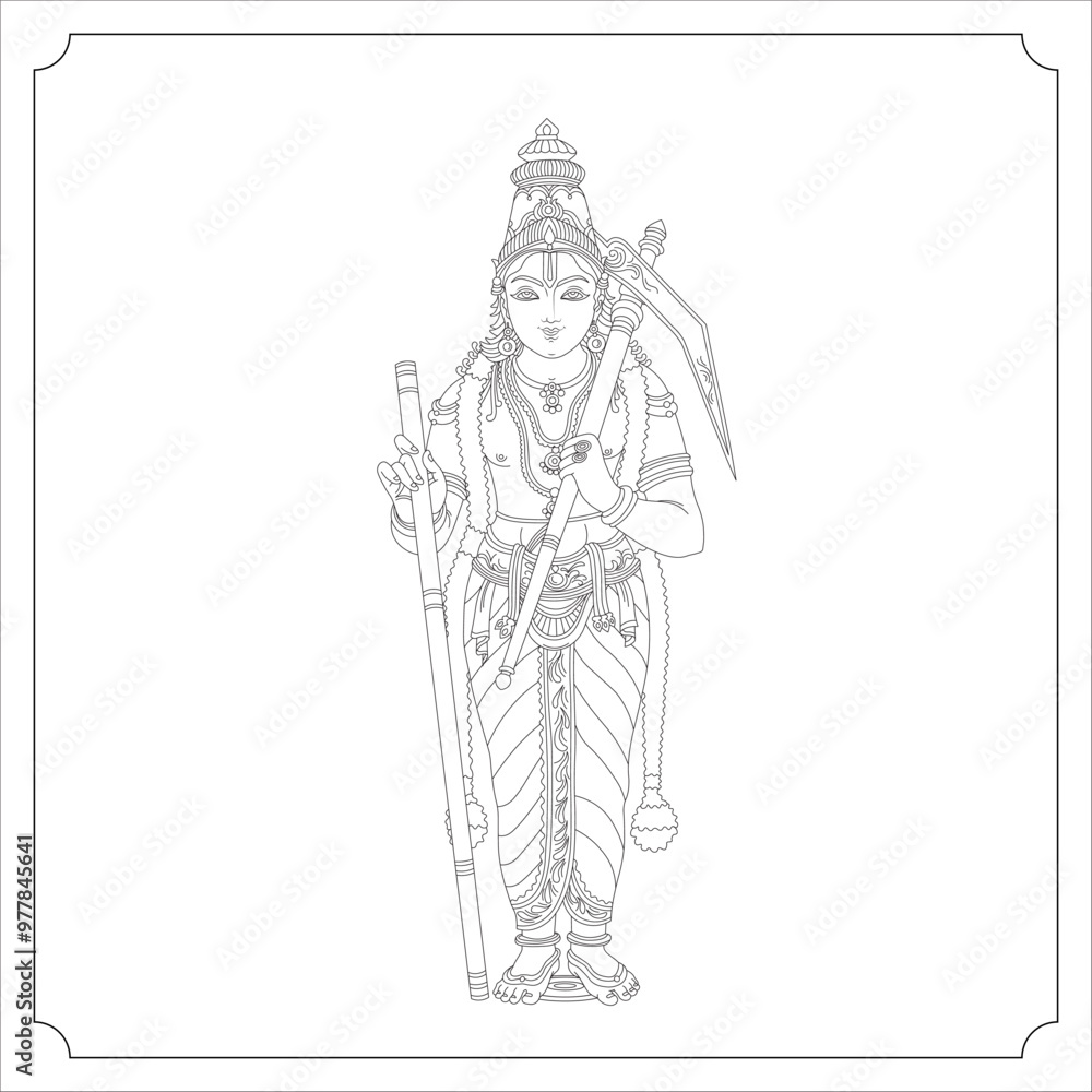 Indian Goddess BALARAMAVATARA Isolated Outline Vector Illustration Indian Goddess BALARAMAVATARA Isolated Outline Vector Illustration