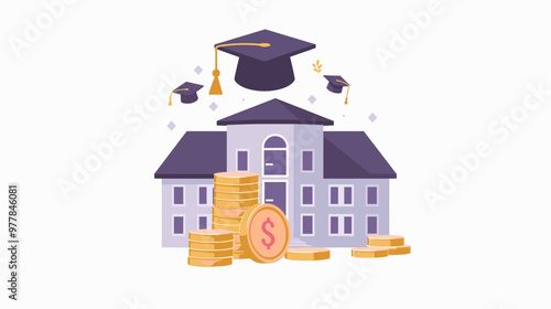 Education Investment and Tuition Cost Saving Vector Illustration