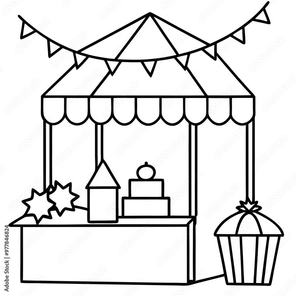 Festive Market Stalls with Holiday Treats – Vector Art Festive Market Stalls with Holiday Treats – Vector Art