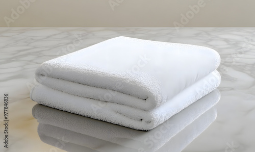 Towel mockup, side view, white and crumpled