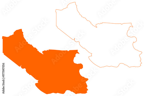 Montferland municipality (Kingdom of the Netherlands, Holland, Gelderland or Guelders province) map vector illustration, scribble sketch Montferland map