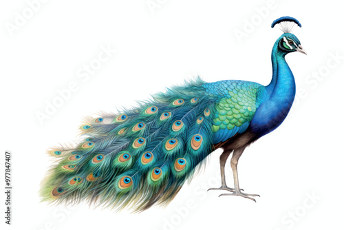 Vibrant peacock with colorful feathers