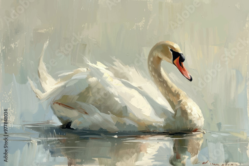 Elegant swan painting serene