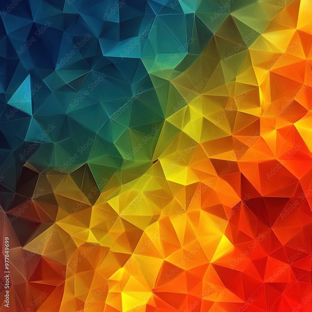 Obraz premium Polygonal shapes with contrasting colors in motion