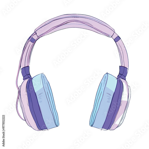 Stylish pastel-colored headphones illustration