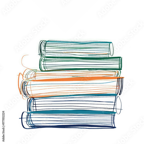 Colorful sketchy stacked books