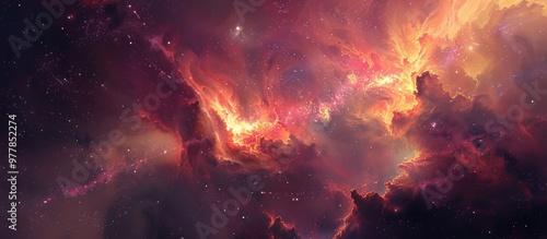 Cosmic Explosion Fiery Cosmic Nebula in Vibrant Soft Focus Romanticism Art