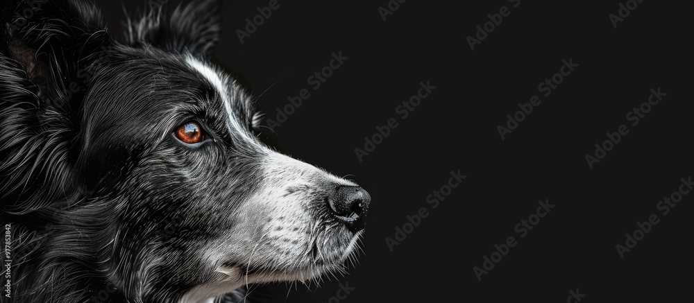 Fototapeta premium A lovely Border Collie. Copy space image. Place for adding text and design