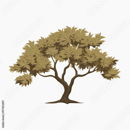 Illustrated tree with brown leaves