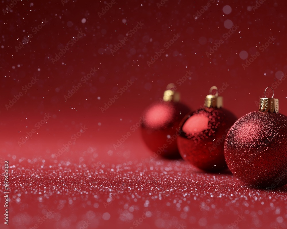 Red Christmas balls on a red background. Merry Christmas and happy New Year background Red Christmas balls on a red background. Merry Christmas and happy New Year background