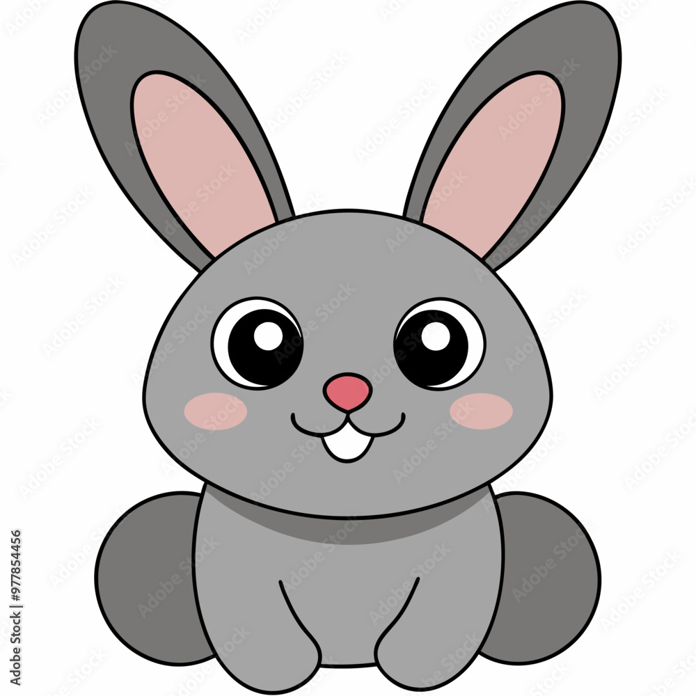 Fototapeta premium A cheerful cartoon-style bunny with floppy ears and big eyes