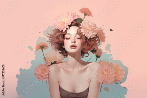 Dreamy floral portrait art