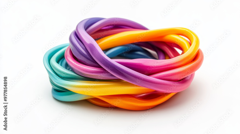 “Colorful hair elastic isolated on a white background. Simple and vibrant, perfect for showcasing a range of hair accessories in a clean, minimalistic style.” “Colorful hair elastic isolated on a white background. Simple and vibrant, perfect for showcasing a range of hair accessories in a clean, minimalistic style.”