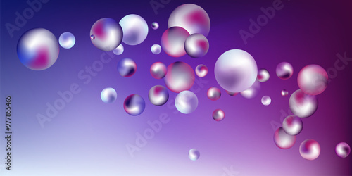 Flying metal balls of different sizes on a gradient background. creative background