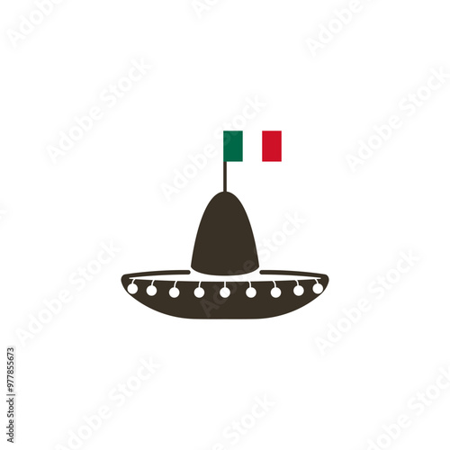 Mexican hat vector. An attribute of the people of Mexico is a hat and maracas. Simple black hat in mexican style vector.