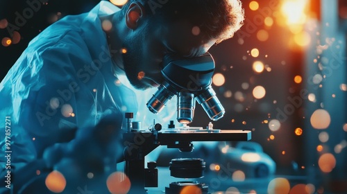 Scientist Examining Under a Microscope
