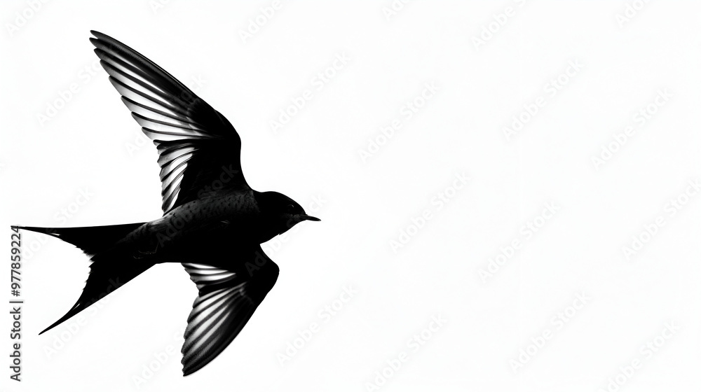 Obraz premium A swift darting through the sky on a white background