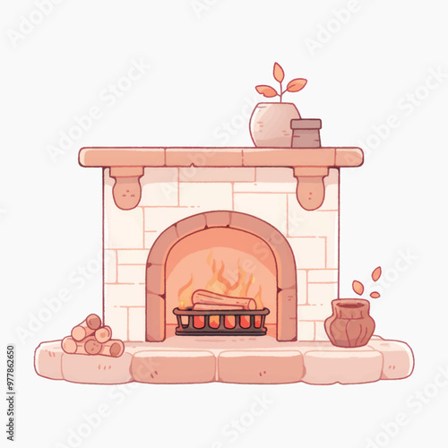 Cozy fireplace with decorative elements