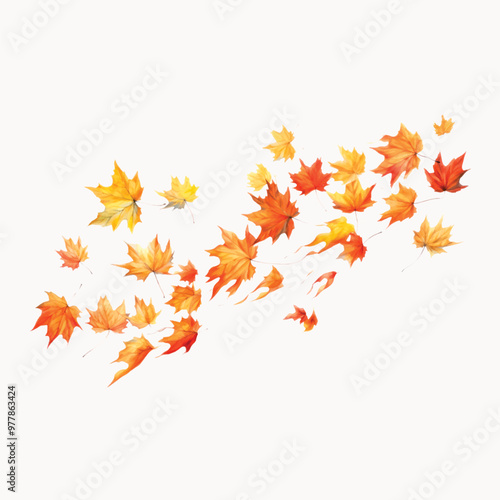 Autumn leaves falling gracefully