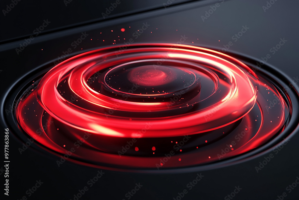 electric stove red spiral heating up on black background