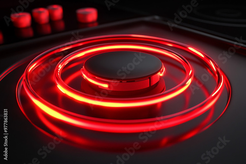 electric stove red spiral heating up on black background photo