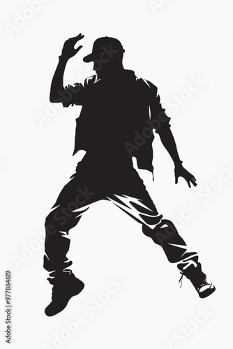 Dynamic silhouette dancer pose