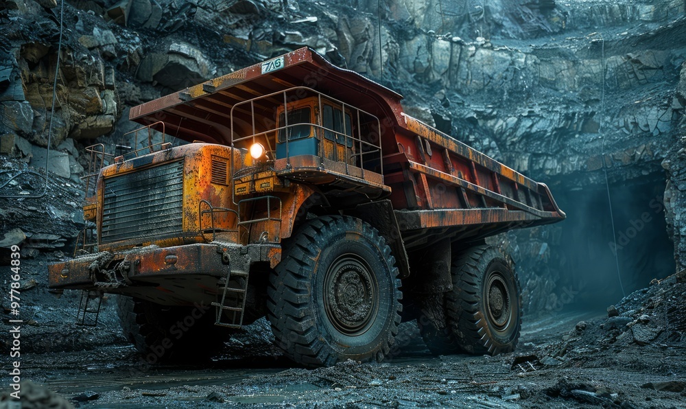 Mining truck in a coal mine Mining truck in a coal mine