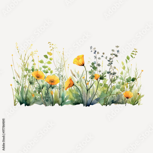 Colorful wildflower meadow illustration