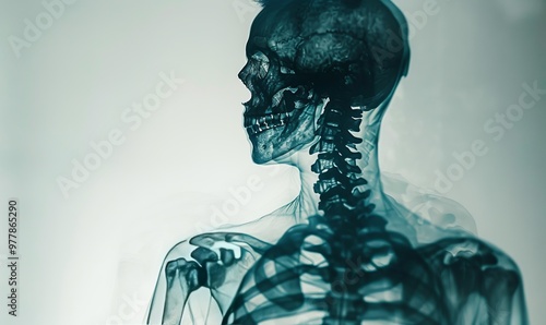 person with tranparent irradecent skin showing their skeleton underneath photo