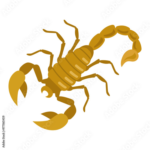 Brown scorpion on white background. Crustacean illustration.