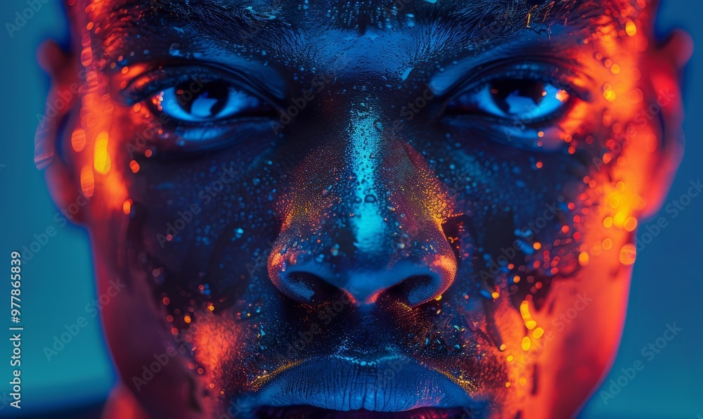 Close up shot of an athlete. Bold and vibrant colors, Close up shot of an athlete. Bold and vibrant colors,