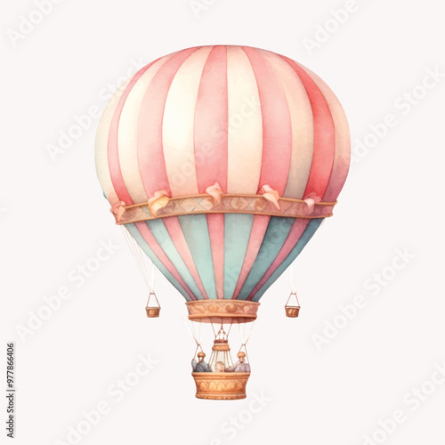 Vintage pastel hot air balloon