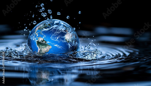 Wallpaper Mural a globe in a water for representing world water day generated by AI Torontodigital.ca