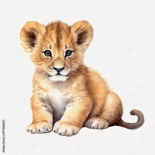Adorable lion cub illustration