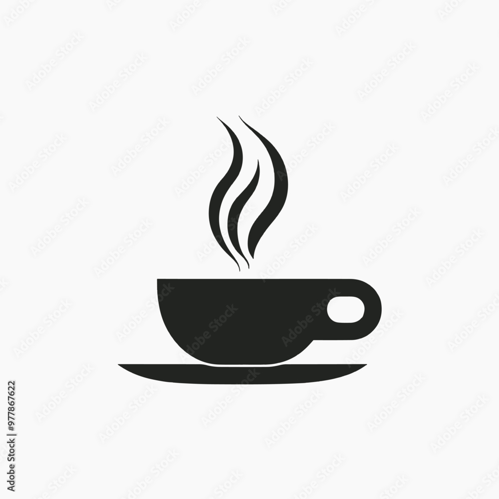 Minimalist steaming coffee cup icon Minimalist steaming coffee cup icon