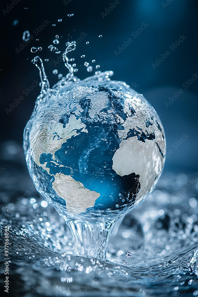 a globe in a water for representing world water day generated by AI