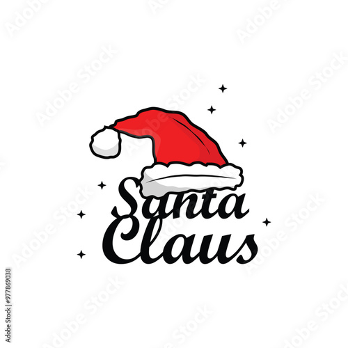 santa hat logo illustration christmas celebration decoration simple template