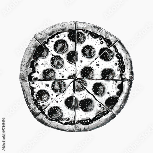 Delicious pepperoni pizza illustration