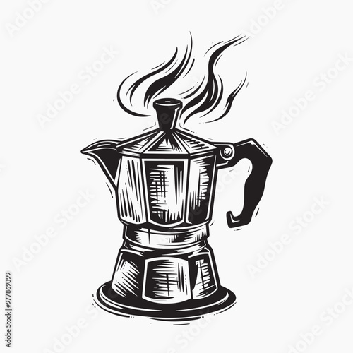 Vintage stovetop coffee maker illustration