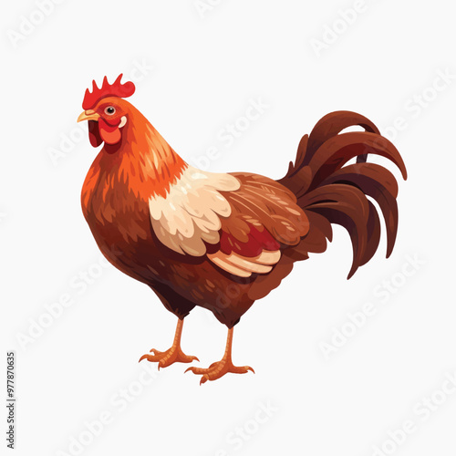 Colorful rooster illustration on white